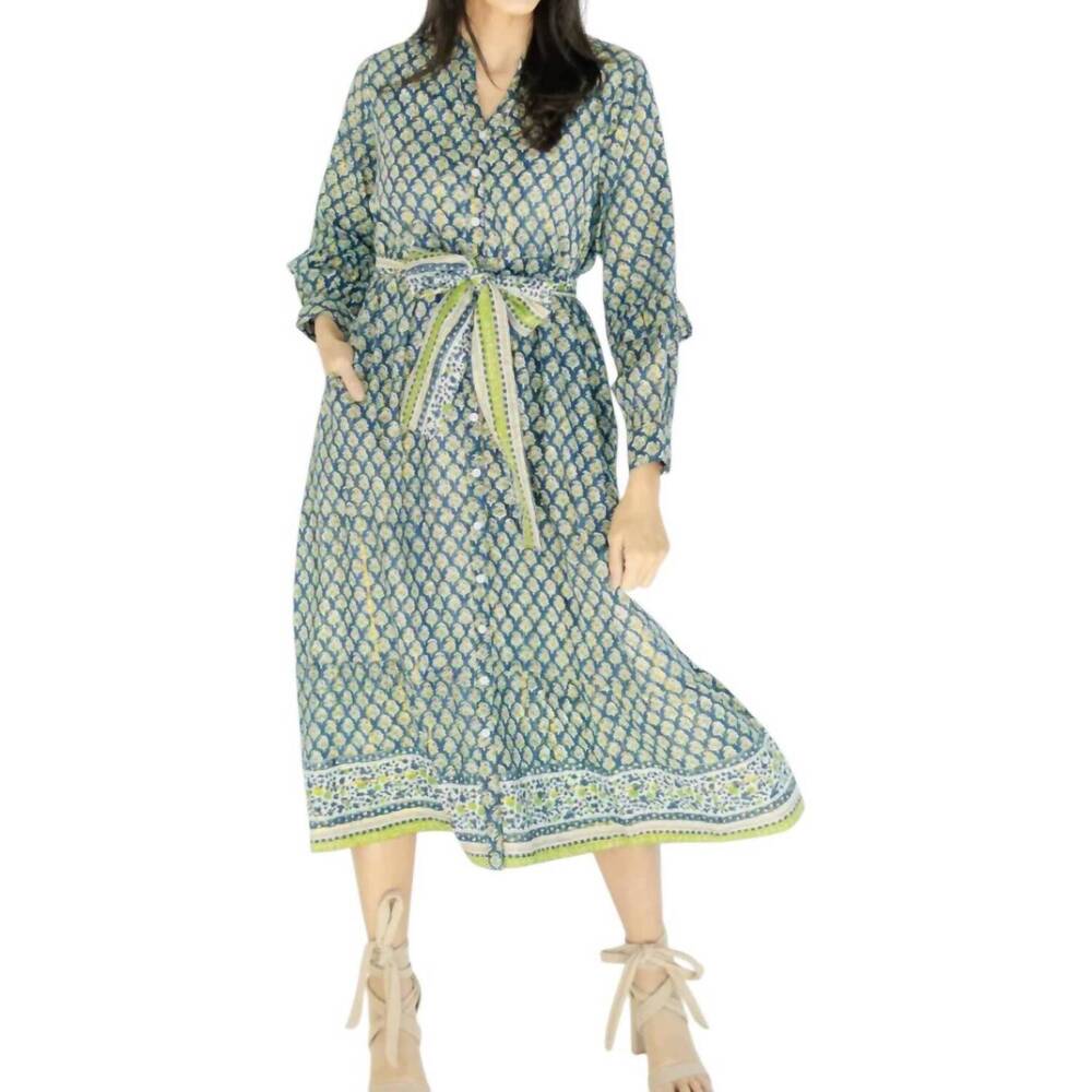 NEW CLARA THE LABEL emory dress in blue/green